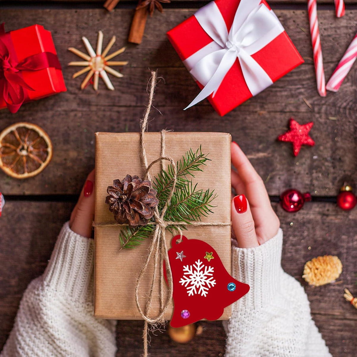 80er Holz Weihnachtsbaum Deko DIY Set mit Stiften & Aufklebern