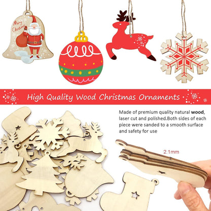 80 Stück Hölz. Weihnachtsbaumdekoration DIY Set Kinder Erwachsene