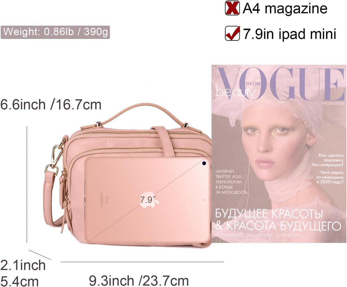 Umhängetasche Damen Leder Schultertasche Crossbody Tasche Klein Pink