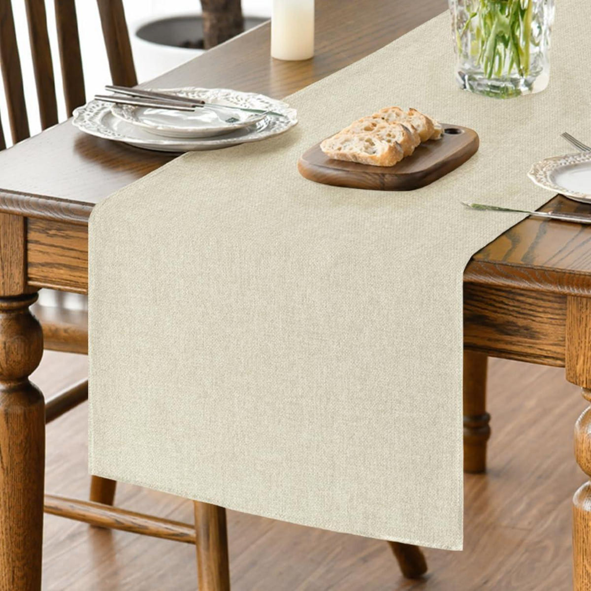 Tischläufer Beige 40x140 cm Abwaschbar für Küche & Esstisch
