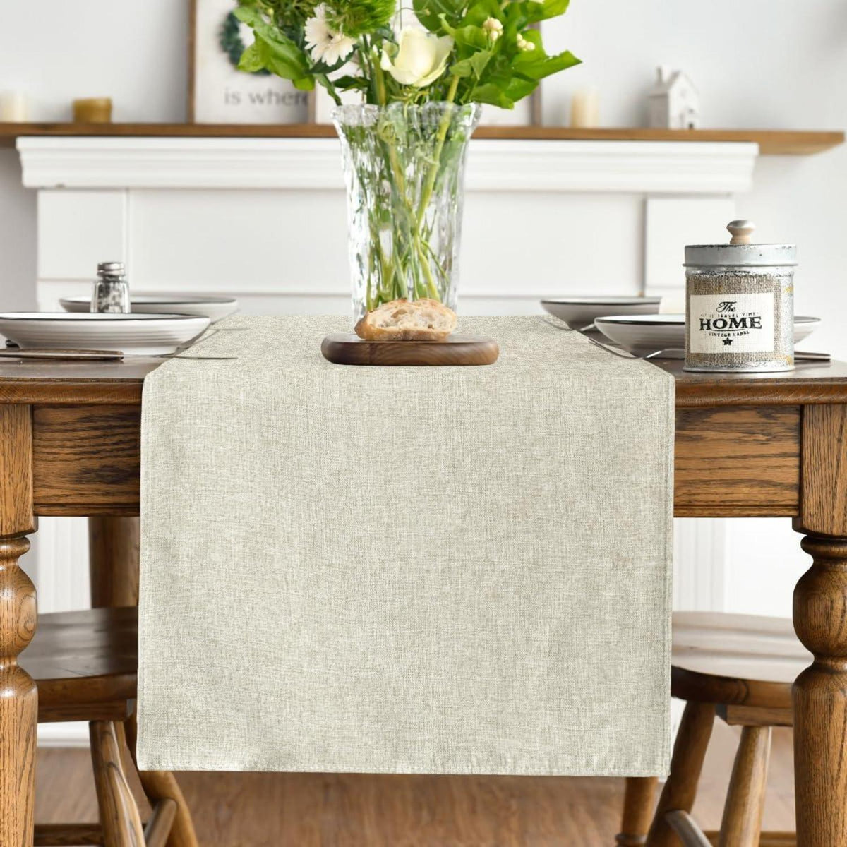 Tischläufer Beige 40x140 cm Abwaschbar für Küche & Esstisch