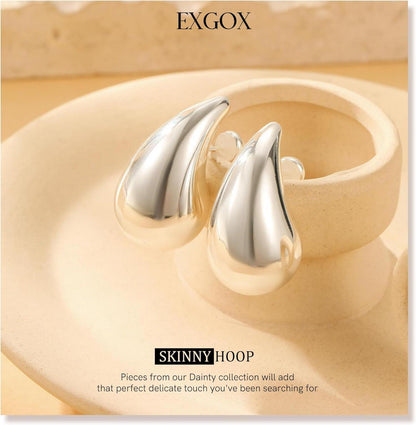 Goldene Chunky Ohrringe Damen 18K vergoldet Hypoallergen Waterdrops 30mm