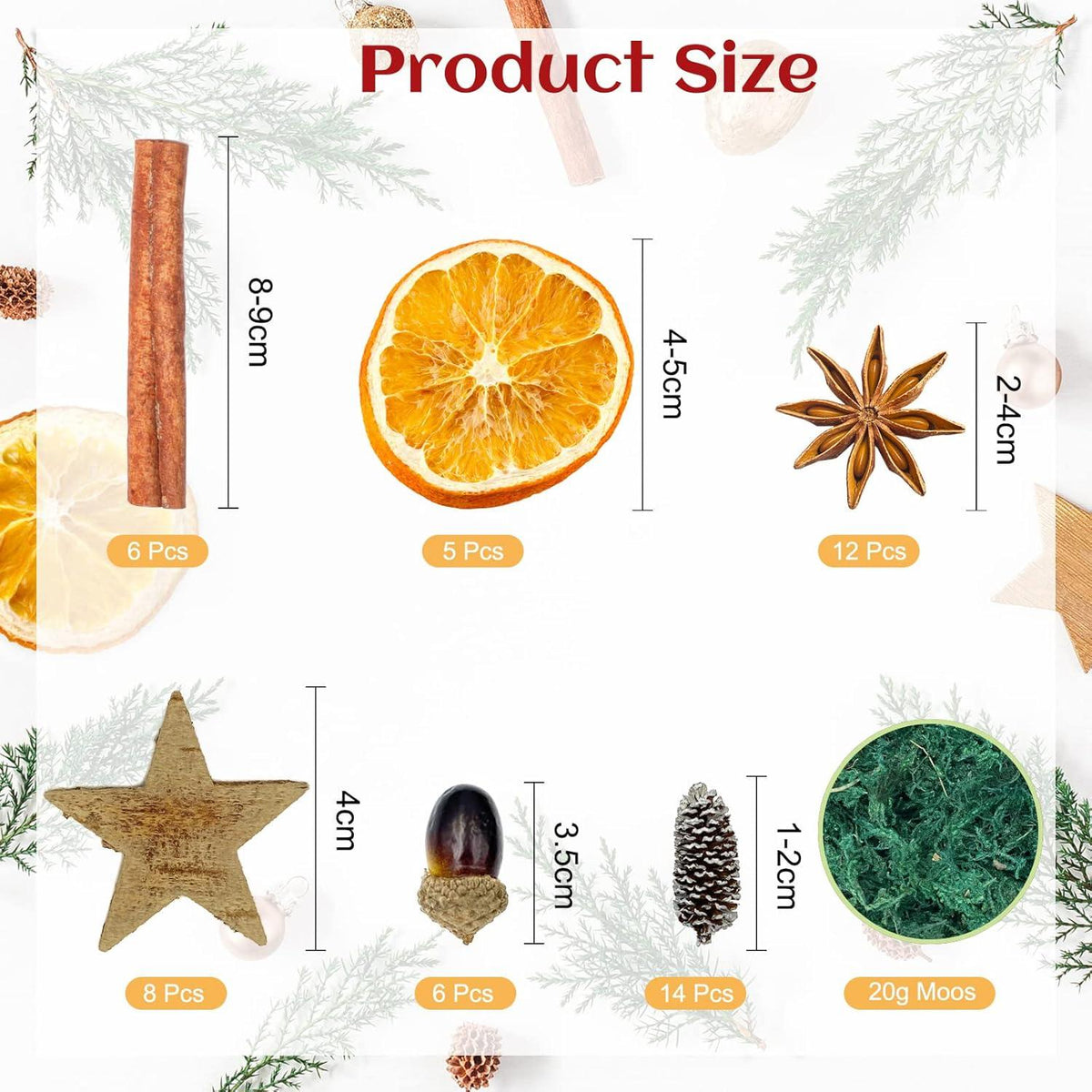 52-teiliges Weihnachtsdeko Adventskranz Bastelset Natur Deko Potpourri