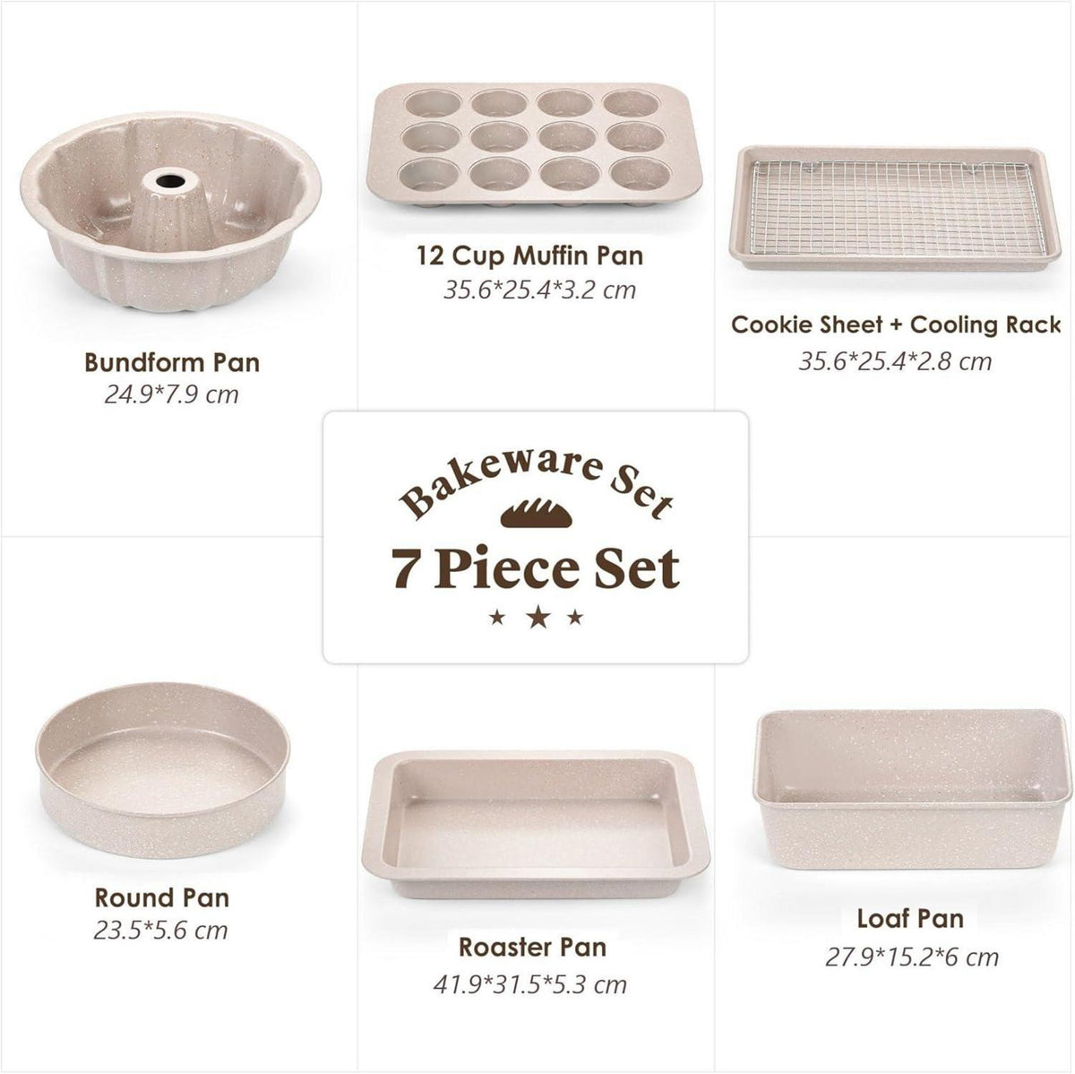 Antihaft Backformen Set 7-teilig Backen Brot Kuchen Muffins