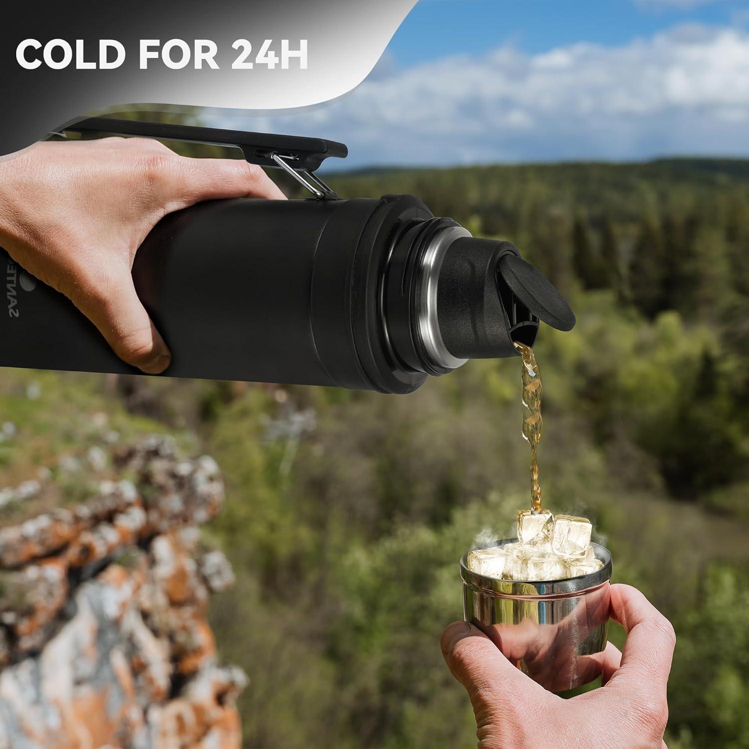 Thermoskanne 1L Trinkbecher Edelstahl Auslaufsicher Isolierflasche Kaffee Tee BPA Frei