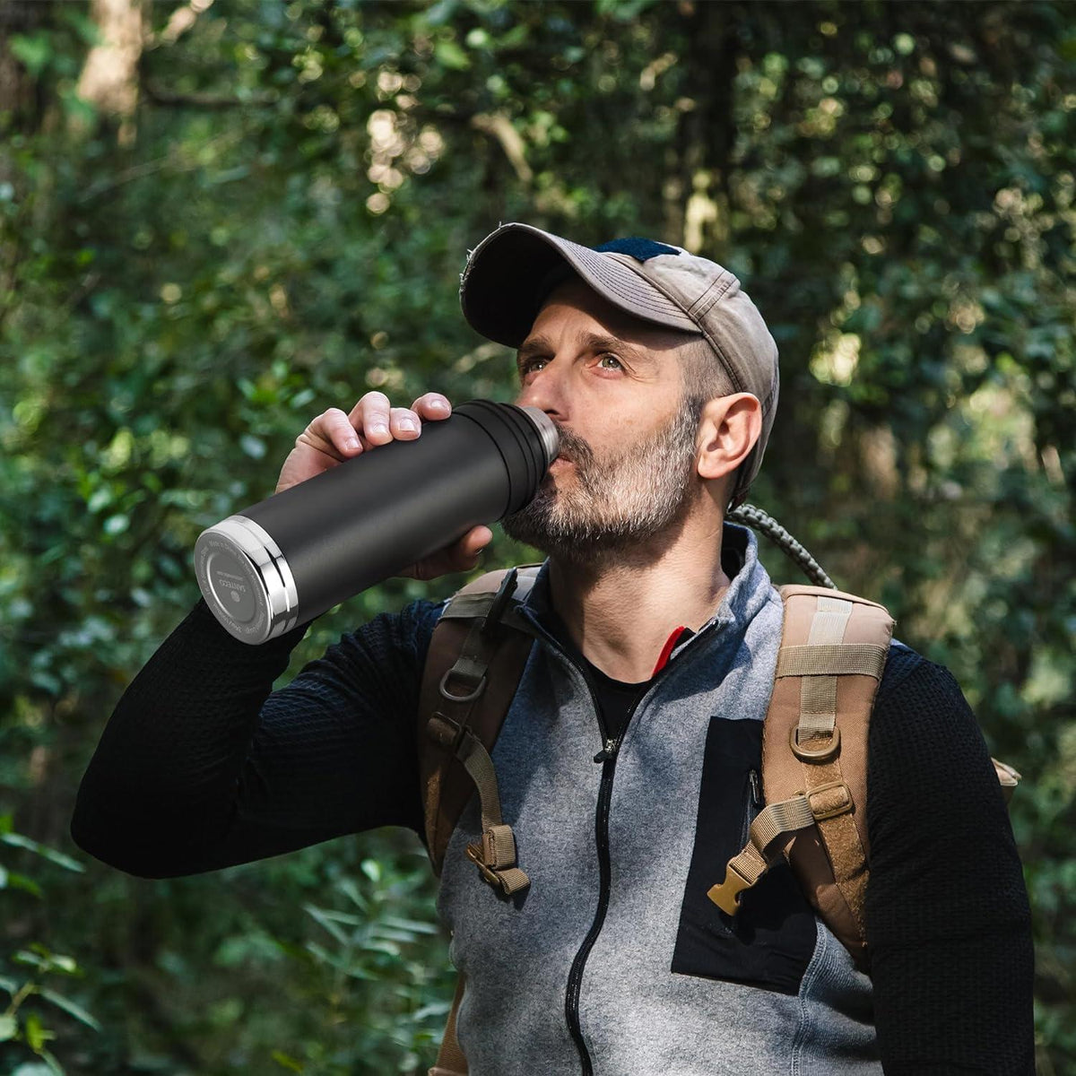 Thermoskanne 1L Trinkbecher Edelstahl Auslaufsicher Isolierflasche Kaffee Tee BPA Frei