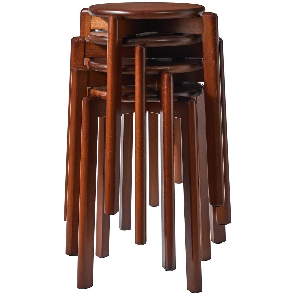 Massivholz Barhocker Set (4er) – Walnussbraun, Stapelbar