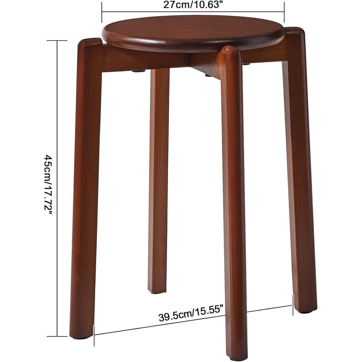 Massivholz Barhocker Set (4er) – Walnussbraun, Stapelbar
