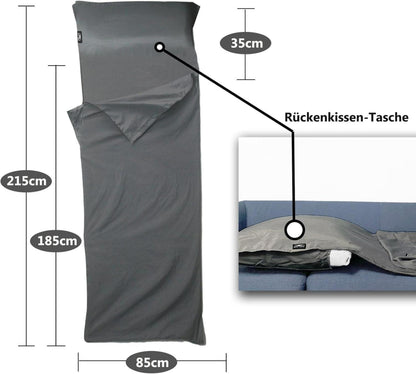 Hüttenschlafsack XL Ultraleicht Schlafsack Inlett für Backpacking Hostels Camping Strand Blau