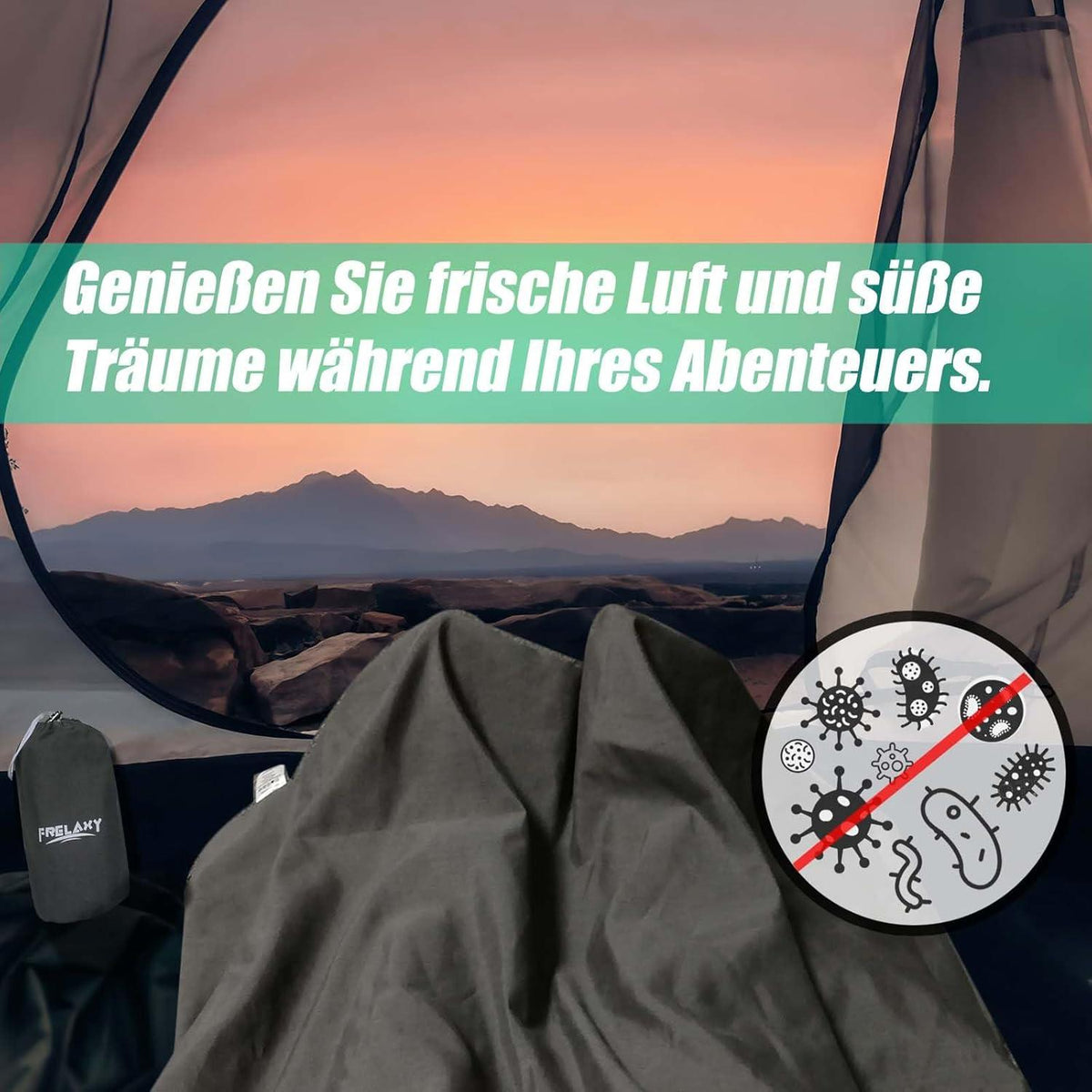 Ultraleichter Hüttenschlafsack XL Grau Backpacking Hostels Reisen