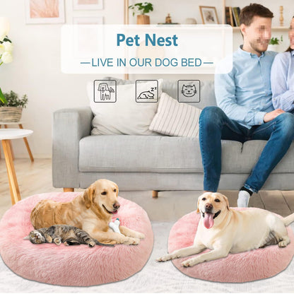 Rundes Hundebett Flauschig Donut – Bequemes Hundesofa in Rosa 4XL