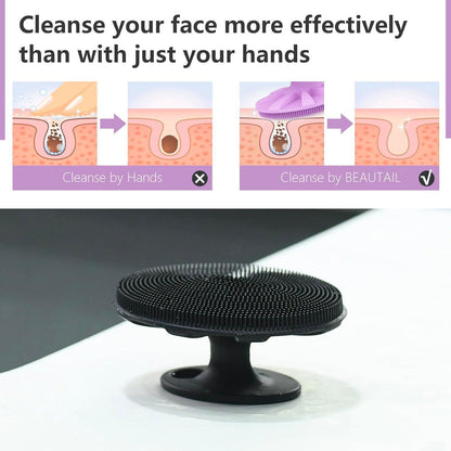 Silikon Gesichtsschrubber 2 Stücke Peelingbürste Schwarz