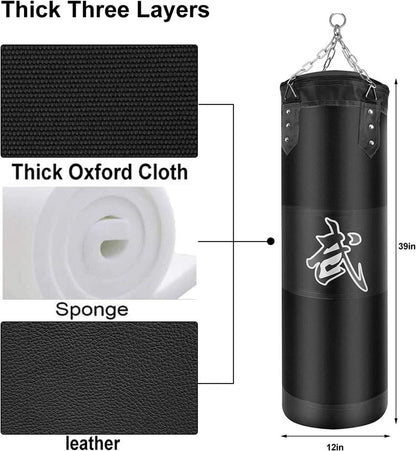 Boxsack Set Heavy Duty Punchingsäcke UNGEFÜLLT Punching Bag 80cm