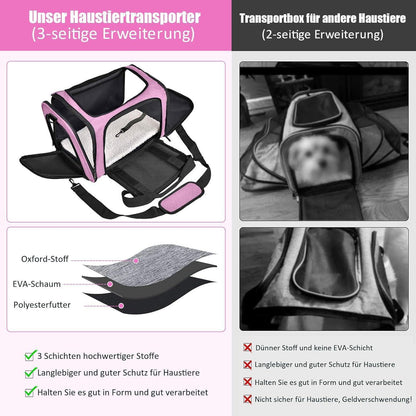 Faltbare Katzentransportbox L – Rosa, 50x34x34cm, 8kg