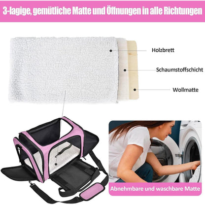 Faltbare Katzentransportbox L – Rosa, 50x34x34cm, 8kg