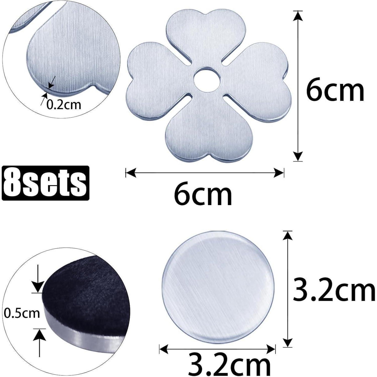 8x Tischdeckenbeschwerer Edelstahl Kleeblatt Magnetisch Schwer für Draußen