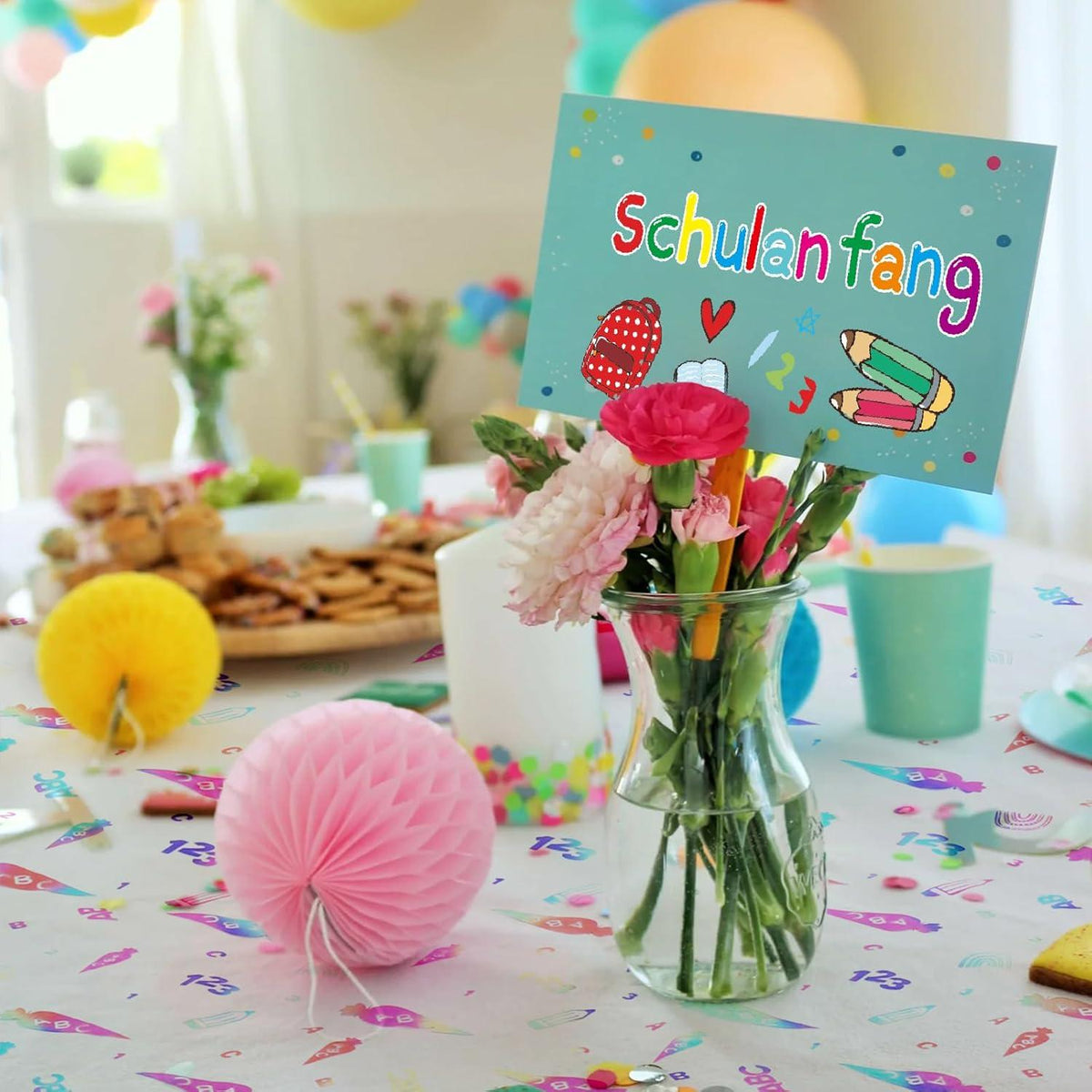 Tischläufer Einschulung Schulanfang Deko ABC Motiv 300x29cm