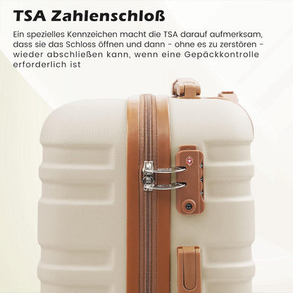 COOLIFE Koffer Trolley Set ABS Hartschalen 4 Rollen TSA-Schloss Blau/Rot 3tlg