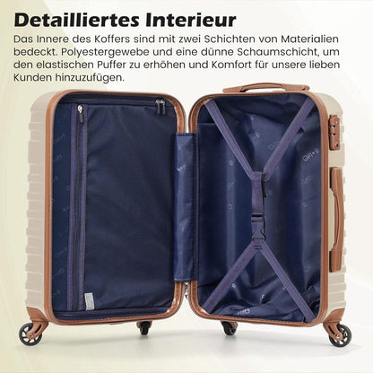 ABS Hartschalen Koffer 4 Rollen TSA-Schloss 3tlg Set Blau/Rot