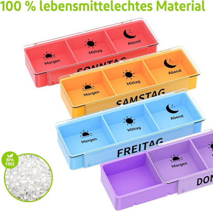 Pillendose 7 Tage 3 Fächer Tablettenbox Medikamentenbox Organizer