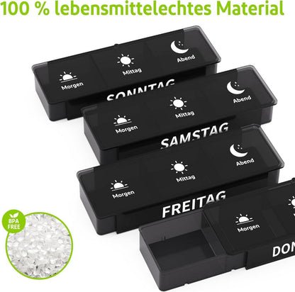 Pillendose 7 Tage 3 Fächer Tablettenbox Organizer magnetisch