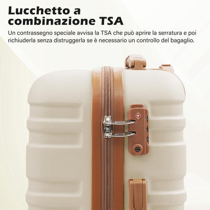 COOLIFE Koffer Trolley Set ABS Hartschale 4 Rollen TSA-Schloss 3tlg Handgepäck