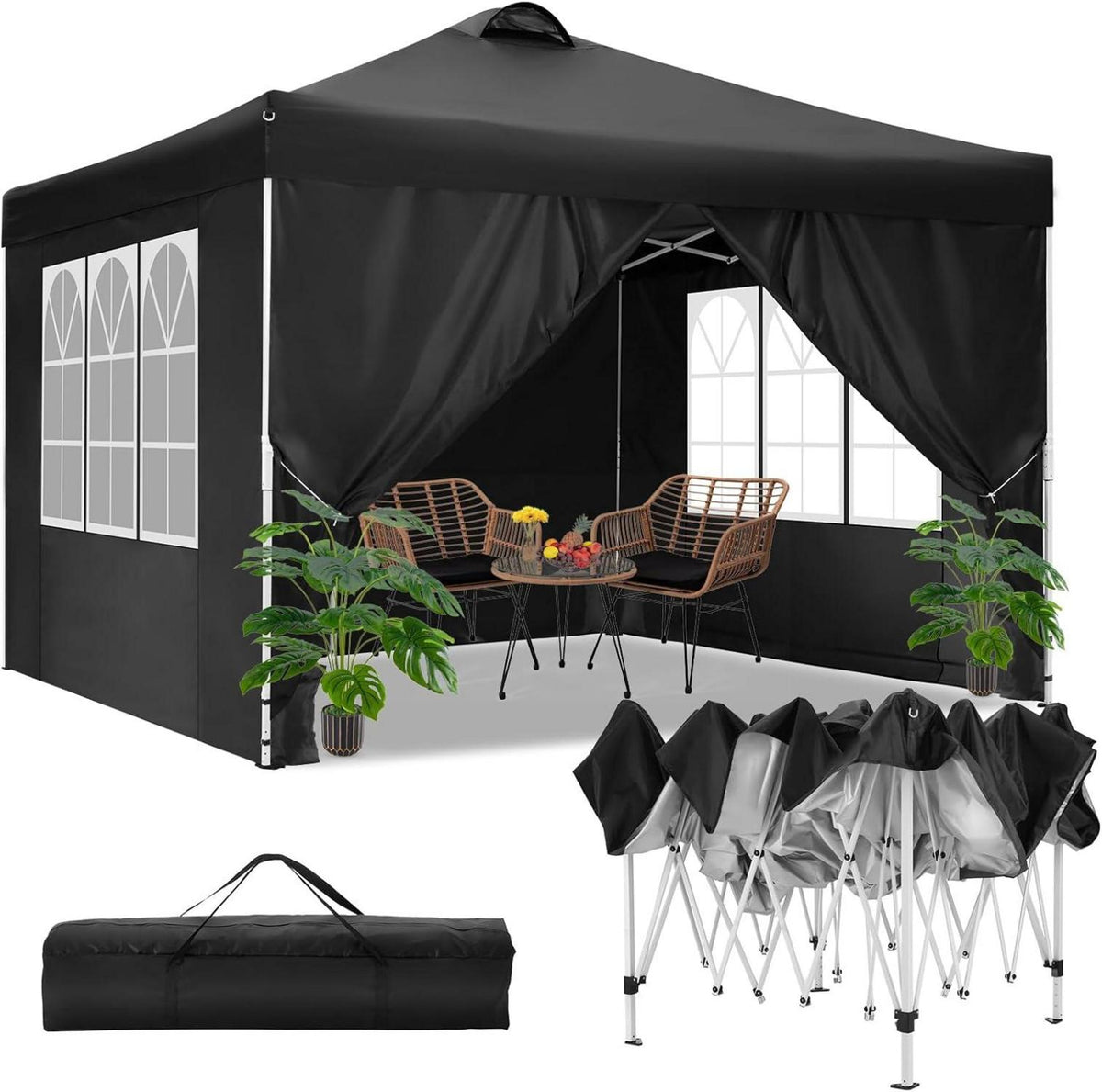 Partyzelt Pavillon 3x3m Wasserdicht Stabil Winterfest mit 4