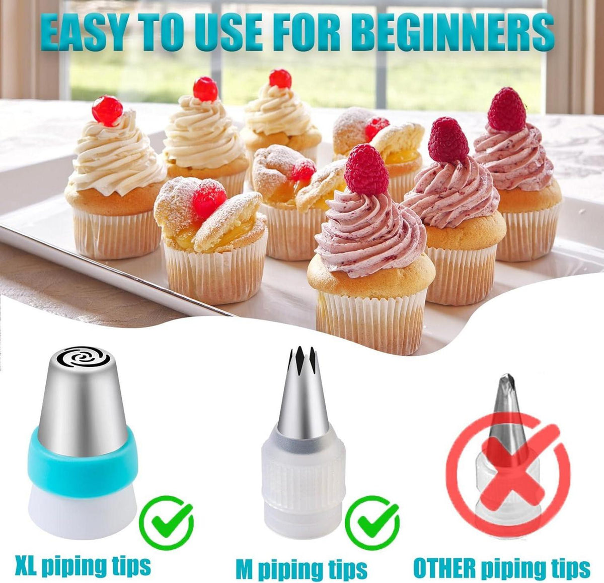 54-teiliges Spritzbeutel Set Edelstahl für Torten & Cupcakes