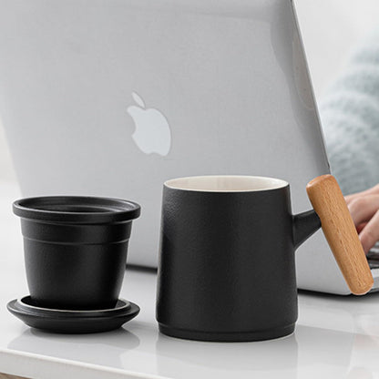 Disoza Porzellan Teetasse mit Deckel und Sieb 400ml - Geschenk Tee