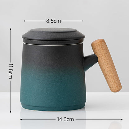 Porzellan Teetasse mit Deckel und Sieb Keramik 400ml Schwarz