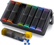 Tablettenbox 7 Tage Große Fächer Halbtransparent Schwarz