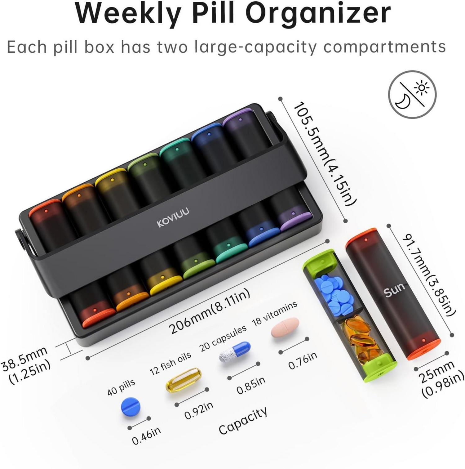 Tablettenbox 7 Tage KOVIUU Pill Box Große Fächer