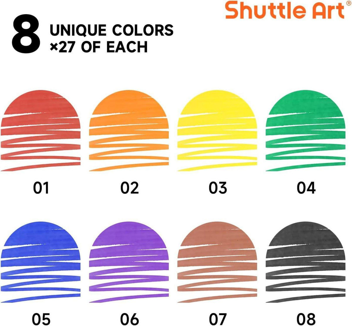 Shuttle Art Filzstifte Kinder auswaschbar 216 Stück 8 Farben