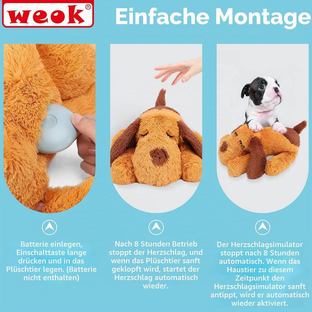 Herzschlag-Kuschelkissen für Welpen – Angstlinderung & Schlafhilfe
