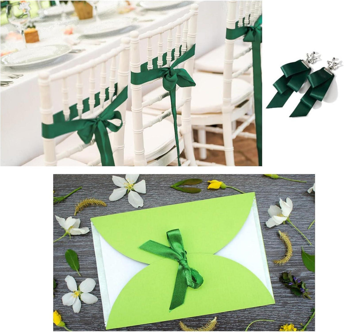 Grünes Geschenkband Hochzeit Stoff 66m Satinband 20mm Schleifenband für Taufe Geburtstag Deko