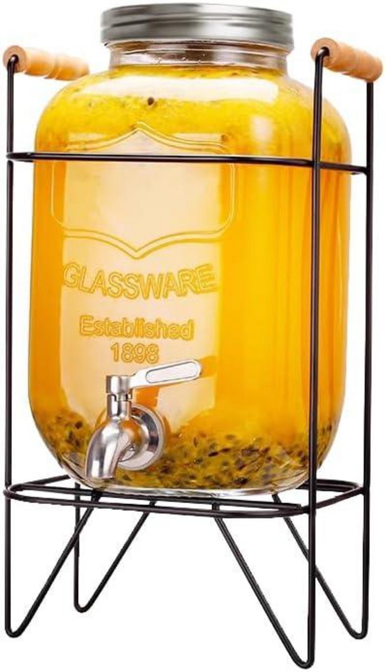 4L Glas Getränkespender mit Deckel für hausgemachte Getränke