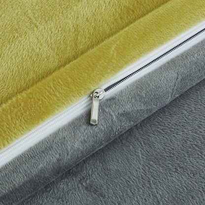 Winter Bettwäsche Set Fleece Gelb Grau 220x240cm