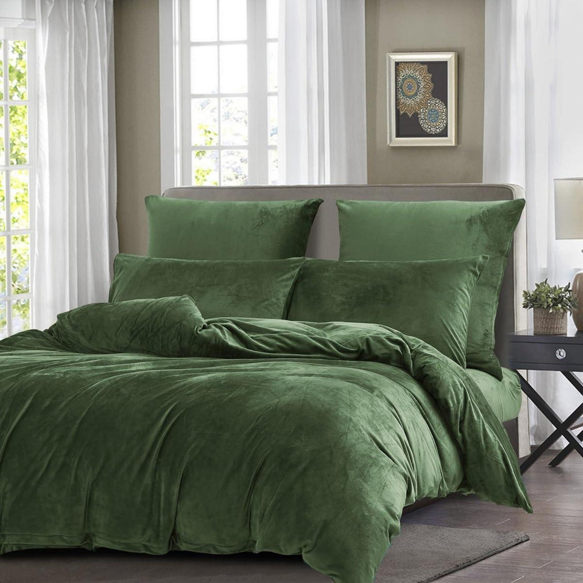 Fleece Bettwäsche Set 220x240 Olivgrün – Flauschig & Warm