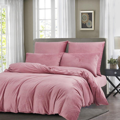 Flauschige Winter Bettwäsche Set Rosa 135x200cm