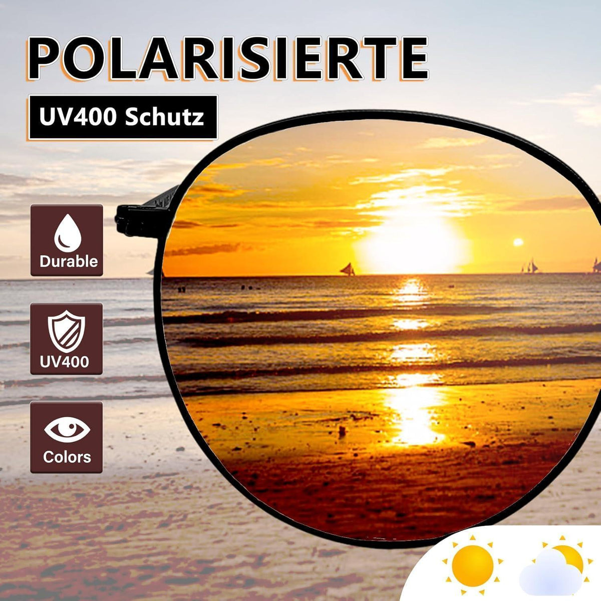 Retro Sonnenbrille polarisiert Herren Damen Rund UV400