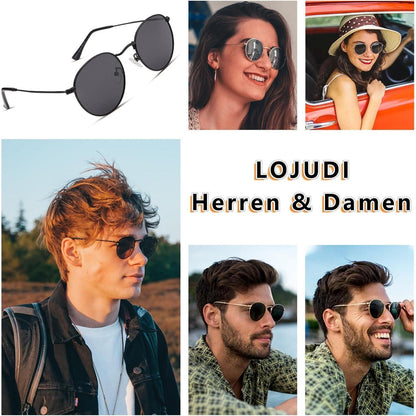 Retro Sonnenbrille polarisiert Herren Damen Rund UV400