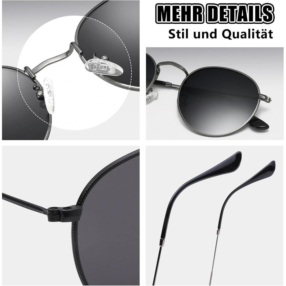 Retro Sonnenbrille polarisiert Herren Damen Rund UV400