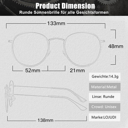 Retro Sonnenbrille polarisiert Herren Damen Rund UV400