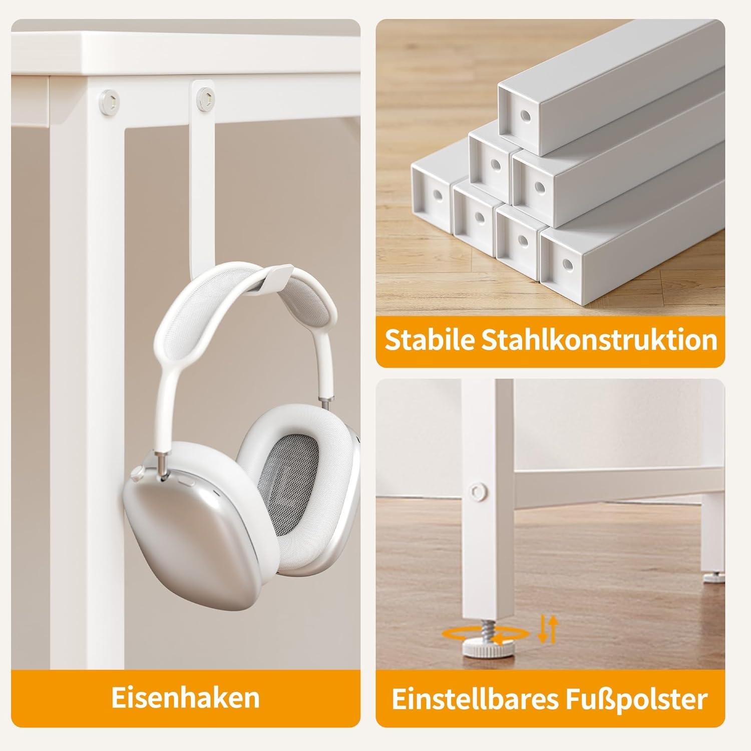 Cubiker Computertisch 100 cm Weiß mit Schubladen