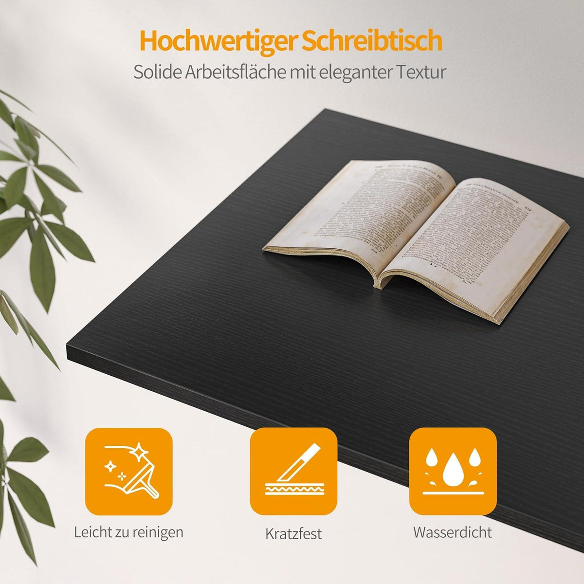 Schwarzer Computertisch 120 cm mit Schubladen und modernem Design