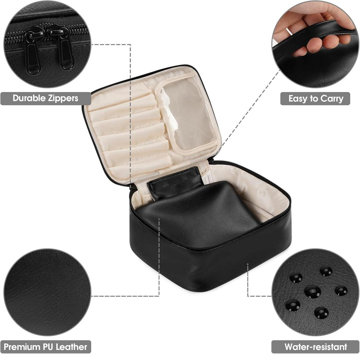 Narwey Reise Kosmetiktasche Damen Make-up Organizer Schwarz