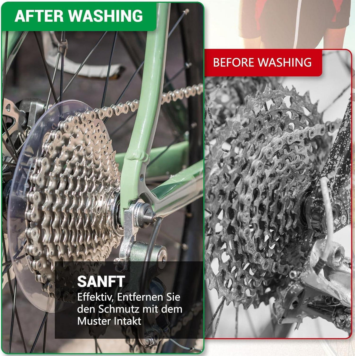 Fahrrad Reinigungsset 7-in-1 mit 500ml Spray, Bürsten Kit für alle Fahrräder