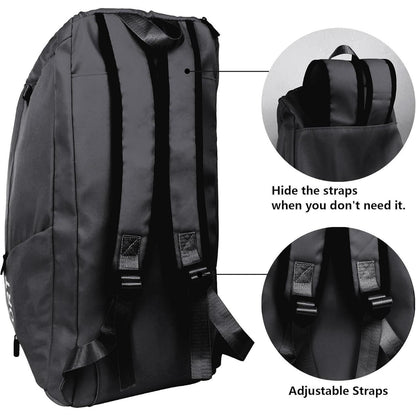 Wasserdichte Sporttasche 40L Rucksack Schuhfach Schwarz