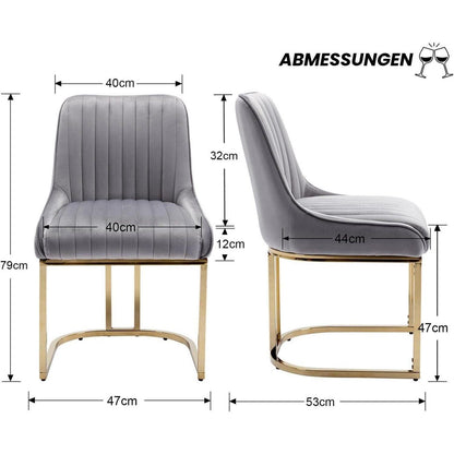 Samt Esszimmerstühle 4er Set mit goldenen Metallbeinen