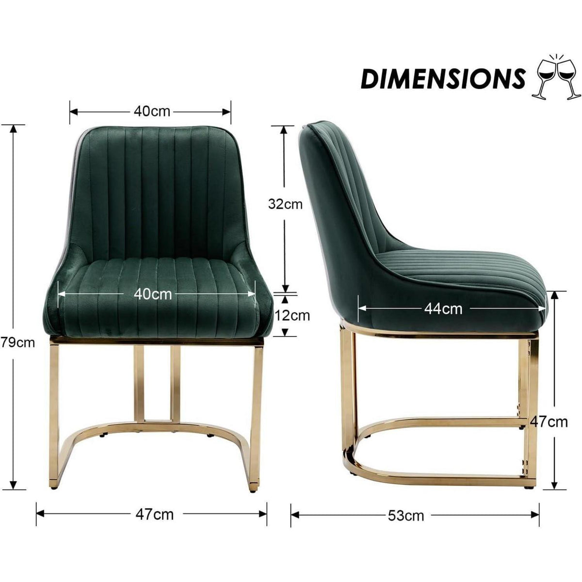 Esszimmerstühle 2er Set Samt, Grün - Modern & Komfortabel